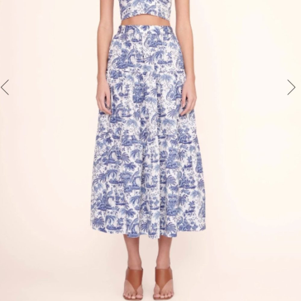 STAUD SEA SKIRT BLUE TOILE